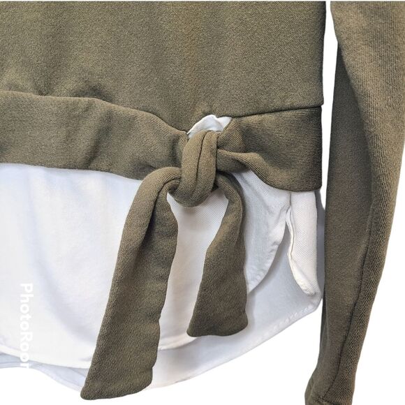 LOFT Women Green White Langenlook Sweatshirt S Petite - Picture 4 of 13